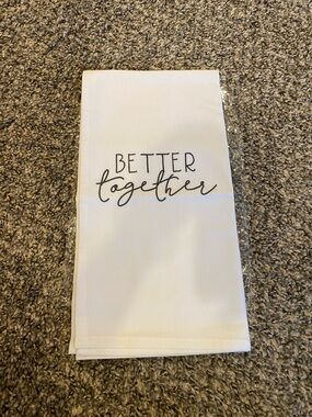 White 'Better Together' Script Tea Towel